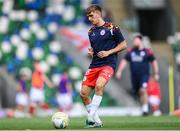 16 July 2025; James Norris of Shelbourne warms up before the UEFA Champions League First Qualifying Round second leg match between Linfield and Shelbourne at Clearer Twist National Football Stadium at Windsor Park in Belfast. Photo by Stephen McCarthy/Sportsfile