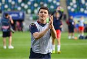 16 July 2025; Ali Coote of Shelbourne acknowledges supporters before the UEFA Champions League First Qualifying Round second leg match between Linfield and Shelbourne at Clearer Twist National Football Stadium at Windsor Park in Belfast. Photo by Stephen McCarthy/Sportsfile