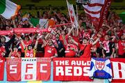 16 July 2025; Shelbourne supporters before the UEFA Champions League First Qualifying Round second leg match between Linfield and Shelbourne at Clearer Twist National Football Stadium at Windsor Park in Belfast. Photo by Stephen McCarthy/Sportsfile