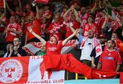 16 July 2025; Shelbourne supporters before the UEFA Champions League First Qualifying Round second leg match between Linfield and Shelbourne at Clearer Twist National Football Stadium at Windsor Park in Belfast. Photo by Stephen McCarthy/Sportsfile