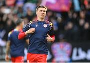 16 July 2025; Sean Boyd of Shelbourne warms up before the UEFA Champions League First Qualifying Round second leg match between Linfield and Shelbourne at Clearer Twist National Football Stadium at Windsor Park in Belfast. Photo by Stephen McCarthy/Sportsfile