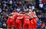 16 July 2025; Shelbourne players huddle before the UEFA Champions League First Qualifying Round second leg match between Linfield and Shelbourne at Clearer Twist National Football Stadium at Windsor Park in Belfast. Photo by Ben McShane/Sportsfile