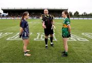 16 July 2025; Referee Eoghan O'Neill performs the coin toss with team captains Amy Doherty of Mayo, left, and Leah Griffin of Kerry before the LGFA All-Ireland U16 A Championship final match between Kerry and Mayo at MacDonagh Park in Nenagh, Tipperary. Photo by Michael P Ryan/Sportsfile