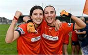 16 July 2025; Molly McGurgan, left, and Emma Hart of Armagh after their side's victory in the LGFA All-Ireland U16 B Championship final match between Armagh and Galway at Glennon Brothers Pearse Park in Longford. Photo by Stephen Marken/Sportsfile