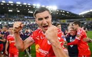 16 July 2025; Sean Boyd of Shelbourne celebrates after the UEFA Champions League First Qualifying Round second leg match between Linfield and Shelbourne at Clearer Twist National Football Stadium at Windsor Park in Belfast. Photo by Stephen McCarthy/Sportsfile