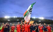 16 July 2025; Shelbourne players celebrate after the UEFA Champions League First Qualifying Round second leg match between Linfield and Shelbourne at Clearer Twist National Football Stadium at Windsor Park in Belfast. Photo by Stephen McCarthy/Sportsfile