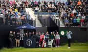 17 July 2025; Padraig Harrington of Ireland watches his tee shot on the first hole during day one of The 153rd Open Championship at Royal Portrush Golf Club in Portrush, Antrim. Photo by David Fitzgerald/Sportsfile