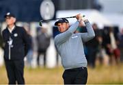 17 July 2025; Padraig Harrington of Ireland watches his shot on the first hole during day one of The 153rd Open Championship at Royal Portrush Golf Club in Portrush, Antrim. Photo by David Fitzgerald/Sportsfile