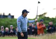 17 July 2025; Padraig Harrington of Ireland acknoledges the crowd after a putt on the first green during day one of The 153rd Open Championship at Royal Portrush Golf Club in Portrush, Antrim. Photo by David Fitzgerald/Sportsfile