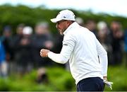 17 July 2025; Phil Mickelson of USA reacts after a putt on the second green during day one of The 153rd Open Championship at Royal Portrush Golf Club in Portrush, Antrim. Photo by David Fitzgerald/Sportsfile