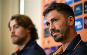 17 July 2025; Jake Gordon, right, and Fraser McReight during an Australia rugby squad media conference at the Amora Hotel in Brisbane, Australia. Photo by Brendan Moran/Sportsfile