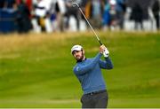 17 July 2025; Patrick Cantlay of USA watches his shot on the first hole during day one of The 153rd Open Championship at Royal Portrush Golf Club in Portrush, Antrim. Photo by Ramsey Cardy/Sportsfile