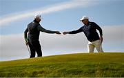 17 July 2025; Thomas Detry of Belgium and Lee Westwood of England during day one of The 153rd Open Championship at Royal Portrush Golf Club in Portrush, Antrim. Photo by Ramsey Cardy/Sportsfile