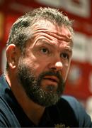 17 July 2025; Head coach Andy Farrell during a British & Irish Lions squad media conference at the Intercontinental Hotel in Brisbane, Australia. Photo by Brendan Moran/Sportsfile