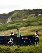 17 July 2025; Padraig Harrington of Ireland watches his tee shot on the 11th hole during day one of The 153rd Open Championship at Royal Portrush Golf Club in Portrush, Antrim. Photo by Ramsey Cardy/Sportsfile
