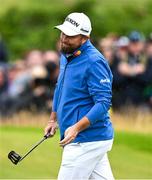 17 July 2025; Shane Lowry of Ireland reacts after a putt on the first green during day one of The 153rd Open Championship at Royal Portrush Golf Club in Portrush, Antrim. Photo by David Fitzgerald/Sportsfile