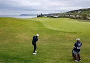 17 July 2025; Collin Morikawa of USA chips onto the fifth green during day one of The 153rd Open Championship at Royal Portrush Golf Club in Portrush, Antrim. Photo by David Fitzgerald/Sportsfile
