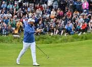 17 July 2025; Shane Lowry of Ireland acknowledges supporters after a birdie on the sixth green during day one of The 153rd Open Championship at Royal Portrush Golf Club in Portrush, Antrim. Photo by David Fitzgerald/Sportsfile