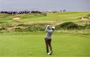 17 July 2025; Scottie Scheffler of USA plays his tee shot on the fifth hole during day one of The 153rd Open Championship at Royal Portrush Golf Club in Portrush, Antrim. Photo by Ramsey Cardy/Sportsfile