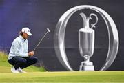 17 July 2025; Jacob Skov Olesen of Denmark lines up a putt on the 18th green during day one of The 153rd Open Championship at Royal Portrush Golf Club in Portrush, Antrim. Photo by Ramsey Cardy/Sportsfile