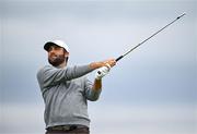 17 July 2025; Scottie Scheffler of USA watches his tee shot on the sixth hole during day one of The 153rd Open Championship at Royal Portrush Golf Club in Portrush, Antrim. Photo by David Fitzgerald/Sportsfile