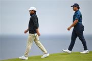 17 July 2025; Brooks Koepka of USA and Aldrich Potgieter of South Africa during day one of The 153rd Open Championship at Royal Portrush Golf Club in Portrush, Antrim. Photo by David Fitzgerald/Sportsfile