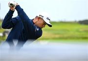 17 July 2025; Collin Morikawa of USA plays his tee shot on the 10th hole during day one of The 153rd Open Championship at Royal Portrush Golf Club in Portrush, Antrim. Photo by David Fitzgerald/Sportsfile