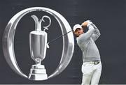 17 July 2025; Rory McIlroy of Northern Ireland watches his tee shot on the first hole during day one of The 153rd Open Championship at Royal Portrush Golf Club in Portrush, Antrim. Photo by Ramsey Cardy/Sportsfile