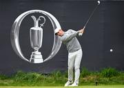 17 July 2025; Rory McIlroy of Northern Ireland plays his tee shot on the first hole during day one of The 153rd Open Championship at Royal Portrush Golf Club in Portrush, Antrim. Photo by Ramsey Cardy/Sportsfile