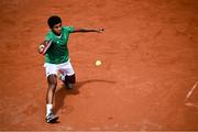 17 July 2025; Ammar Elamin, from Mullingar in Westmeath, representing Technological University Dublin and Ireland, competes in the men's singles round of 64 match against Carlos Andrés García Campoverde of Ecuador during day one of the FISU World University Games 2025 at ETUF Tennisanlage in Essen, Germany. Photo by Shauna Clinton/Sportsfile