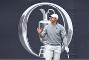 17 July 2025; Rory McIlroy of Northern Ireland acknowledges the crowd on the first tee box during day one of The 153rd Open Championship at Royal Portrush Golf Club in Portrush, Antrim. Photo by Ramsey Cardy/Sportsfile
