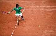 17 July 2025; Ammar Elamin, from Mullingar in Westmeath, representing Technological University Dublin and Ireland, competes in the men's singles round of 64 match against Carlos Andrés García Campoverde of Ecuador during day one of the FISU World University Games 2025 at ETUF Tennisanlage in Essen, Germany. Photo by Shauna Clinton/Sportsfile