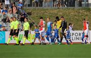 17 July 2025; The two teams and match officials make their way onto the pitch before the UEFA Conference League First Qualifying Round second leg match between FC Hegelmann and St Patrick's Athletic at Raudondvaris Stadium in Raudondvaris, Lithuania. Photo by Evaldas Semiotas/Sportsfile