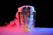 18 July 2025; The Liam MacCarthy Cup is pictured at Croke Park in Dublin alongside an official match sliotar ahead of the GAA Hurling All-Ireland Senior Championship Final between Cork and Tipperary. Photo by Sam Barnes/Sportsfile