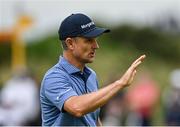 17 July 2025; Justin Rose of England on the ninth green during day one of The 153rd Open Championship at Royal Portrush Golf Club in Portrush, Antrim. Photo by David Fitzgerald/Sportsfile