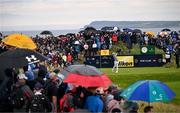 17 July 2025; Rory McIlroy of Northern Ireland watches his tee shot on the ninth hole during day one of The 153rd Open Championship at Royal Portrush Golf Club in Portrush, Antrim. Photo by Ramsey Cardy/Sportsfile
