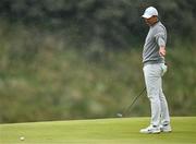17 July 2025; Rory McIlroy of Northern Ireland reacts to a missed putt on the eighth green during day one of The 153rd Open Championship at Royal Portrush Golf Club in Portrush, Antrim. Photo by Ramsey Cardy/Sportsfile