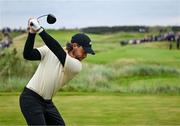 17 July 2025; Tommy Fleetwood of England plays his tee shot on the 10th hole during day one of The 153rd Open Championship at Royal Portrush Golf Club in Portrush, Antrim. Photo by David Fitzgerald/Sportsfile