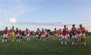 17 July 2025; St Patrick's Athletic players celebrate infront of their supporters after the UEFA Conference League First Qualifying Round second leg match between FC Hegelmann and St Patrick's Athletic at Raudondvaris Stadium in Raudondvaris, Lithuania. Photo by Evaldas Semiotas/Sportsfile