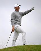 17 July 2025; Rory McIlroy of Northern Ireland reacts in the rough on the 15th hole during day one of The 153rd Open Championship at Royal Portrush Golf Club in Portrush, Antrim. Photo by Ramsey Cardy/Sportsfile