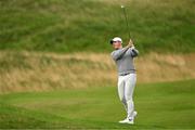 17 July 2025; Rory McIlroy of Northern Ireland plays a shot from the 18th fairway during day one of The 153rd Open Championship at Royal Portrush Golf Club in Portrush, Antrim. Photo by Ramsey Cardy/Sportsfile