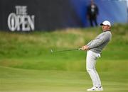 17 July 2025; Rory McIlroy of Northern Ireland reacts to a missed putt on the 18th green during day one of The 153rd Open Championship at Royal Portrush Golf Club in Portrush, Antrim. Photo by Ramsey Cardy/Sportsfile