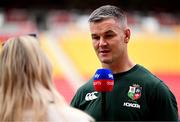 18 July 2025; Assistant coach Jonathan Sexton speaks to Sky Sports after a British & Irish Lions captain's run at Suncorp Stadium in Brisbane, Australia. Photo by Brendan Moran/Sportsfile