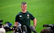 18 July 2025; Assistant coach Jonathan Sexton speaks to the media after a British & Irish Lions captain's run at Suncorp Stadium in Brisbane, Australia. Photo by Brendan Moran/Sportsfile