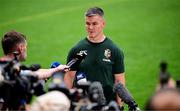 18 July 2025; Assistant coach Jonathan Sexton speaks to the media after a British & Irish Lions captain's run at Suncorp Stadium in Brisbane, Australia. Photo by Brendan Moran/Sportsfile