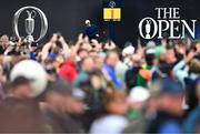 18 July 2025; Rory McIlroy of Northern Ireland watches his tee shot on the first hole during day two of The 153rd Open Championship at Royal Portrush Golf Club in Portrush, Antrim. Photo by Ramsey Cardy/Sportsfile