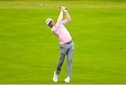 18 July 2025; Justin Thomas of USA watches his shot from the first fairway during day two of The 153rd Open Championship at Royal Portrush Golf Club in Portrush, Antrim. Photo by Ramsey Cardy/Sportsfile