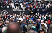18 July 2025; Rory McIlroy of Northern Ireland plays his tee shot on the first hole during day two of The 153rd Open Championship at Royal Portrush Golf Club in Portrush, Antrim. Photo by Ramsey Cardy/Sportsfile