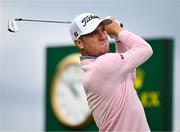 18 July 2025; Justin Thomas of USA watches his tee shot on the third hole during day two of The 153rd Open Championship at Royal Portrush Golf Club in Portrush, Antrim. Photo by David Fitzgerald/Sportsfile