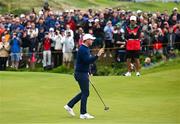 18 July 2025; Rory McIlroy of Northern Ireland acknowledges supporters after putting on the second green during day two of The 153rd Open Championship at Royal Portrush Golf Club in Portrush, Antrim. Photo by David Fitzgerald/Sportsfile